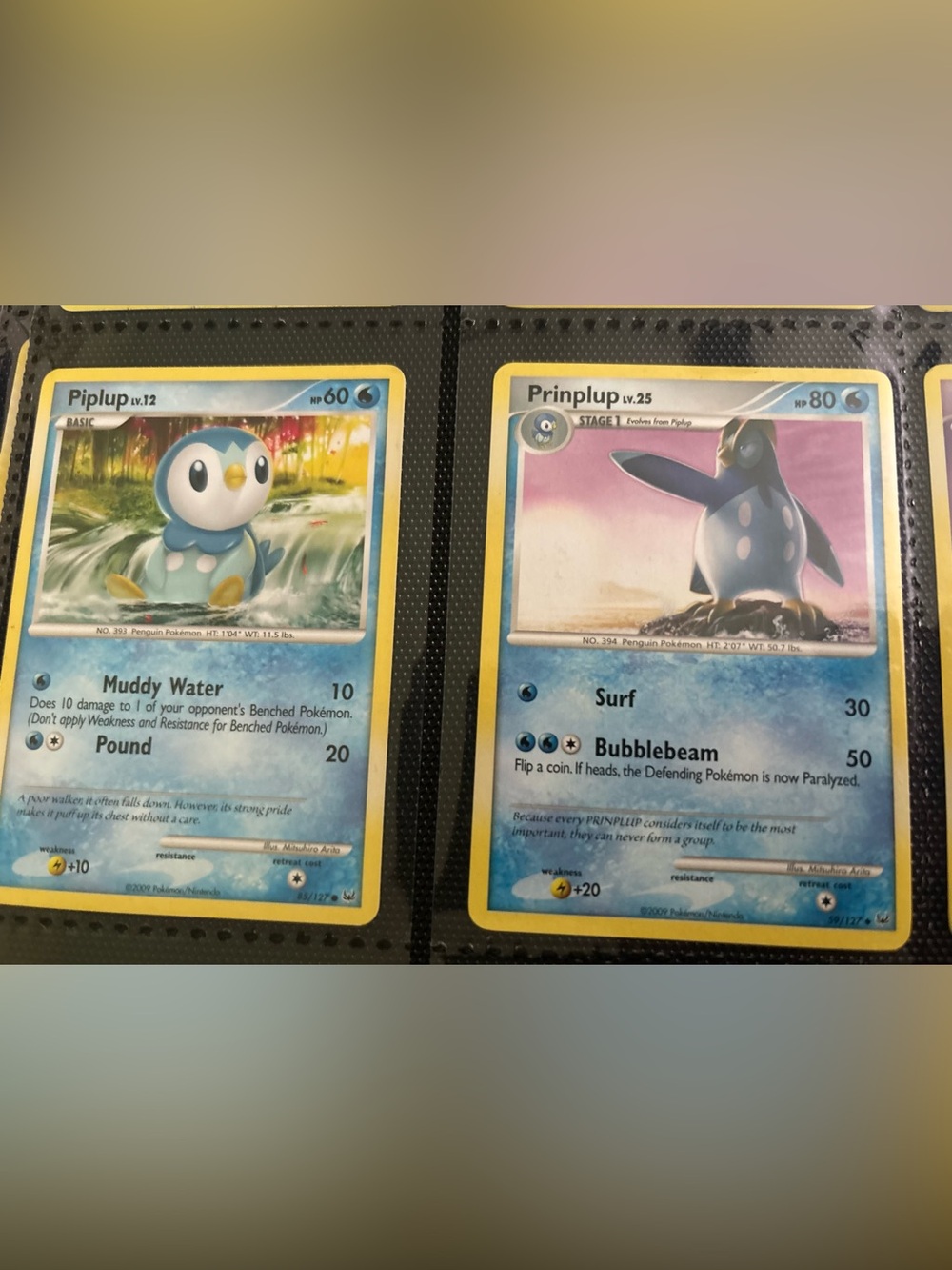 Pokemon Prinplup Trading Card - Blue and Yellow Border